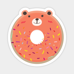 Orange Bear Cute Donut Magnet