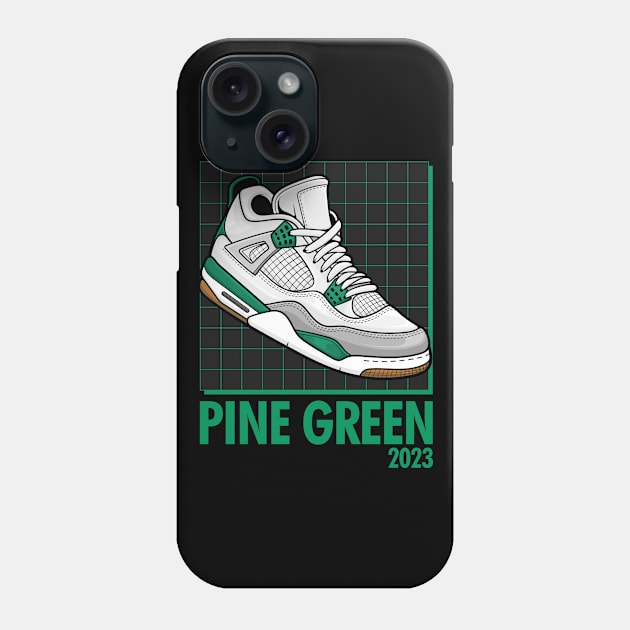 AJ 4 Retro Pine Green Sneaker Phone Case by milatees