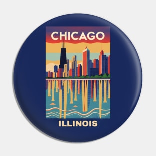 A Vintage Travel Art of Chicago - Illinois - US Pin