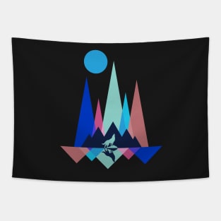 Mountain Polygon Wolf Tapestry