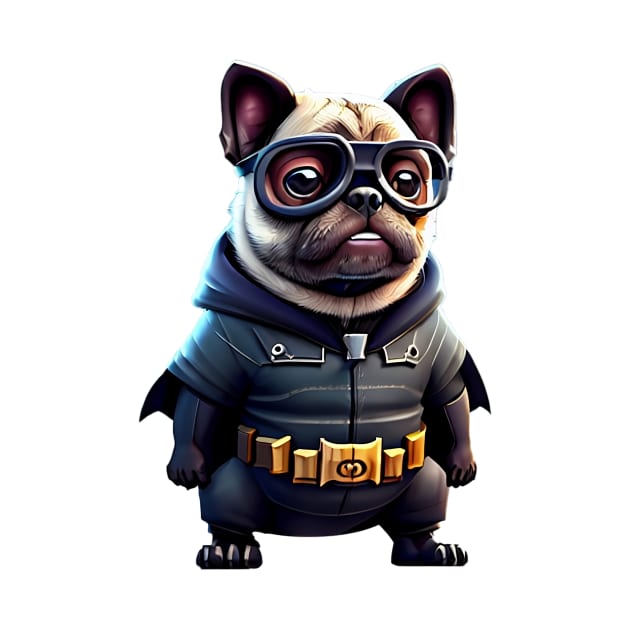 Cute Pug in Bat Costume - Adorable Pug in Bat Suit Design by fur-niche