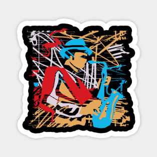 Saxophone Musician Abstract Style Magnet