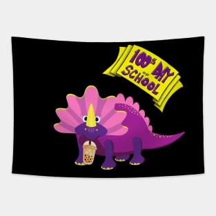 100th Day Of School - 100 Days Smarter dino boba dinosaur Tapestry