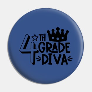 4th Grade Diva Cute Kids Girls School Back to School Pin