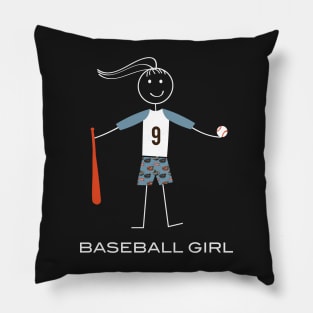 Funny Womens Baseball Girl Illustration Pillow