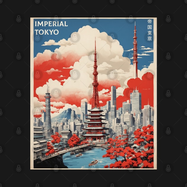 Imperial Tokyo Japan Vintage Poster Tourism by TravelersGems