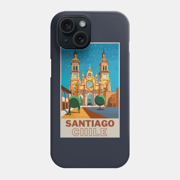 A Vintage Travel Art of Santiago - Chile Phone Case by goodoldvintage