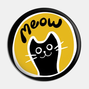 Black Cat Meow Pin