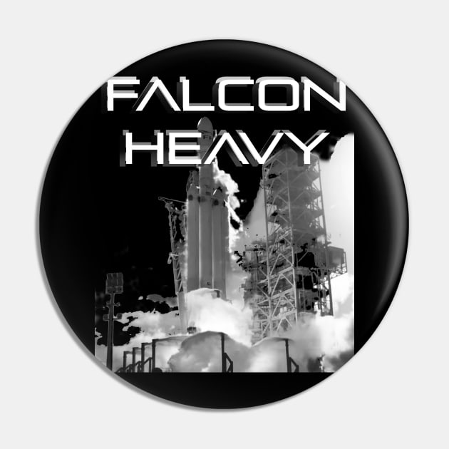 Falcon Heavy T-Shirt Falcon Heavy Tee version Black & White 02 T Shirt Pin by MBASVCS