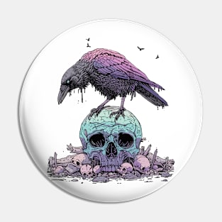 crow and skull Pin