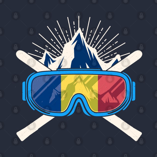 Romania Ski Skiing Romanian Flag Skier by E