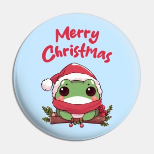 Merry Christmas Cute Frog Pin