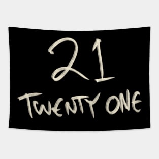 Hand Drawn Letter Number 21 Twenty One Tapestry