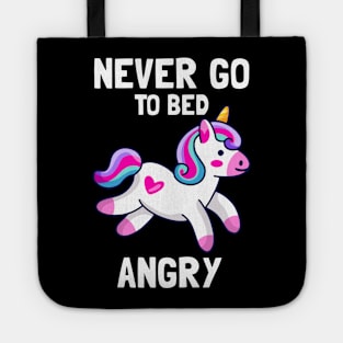 Never Go To Bed Angry Cute Unicorn Kawaii Tote