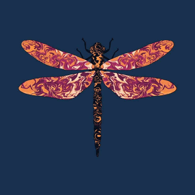 Lava swirl dragonfly illustration by Ieva Li ART