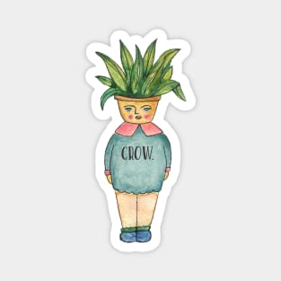 Grow, Watercolor Illustration, Plant Lady Magnet