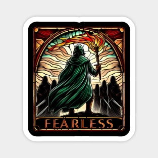 Fearless Leader Agains Shadowy Foes - Stained Glass Art - Fantasy Magnet