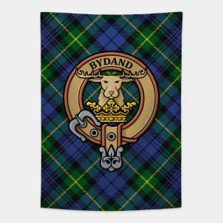 Clan Gordon Crest over Tartan Tapestry