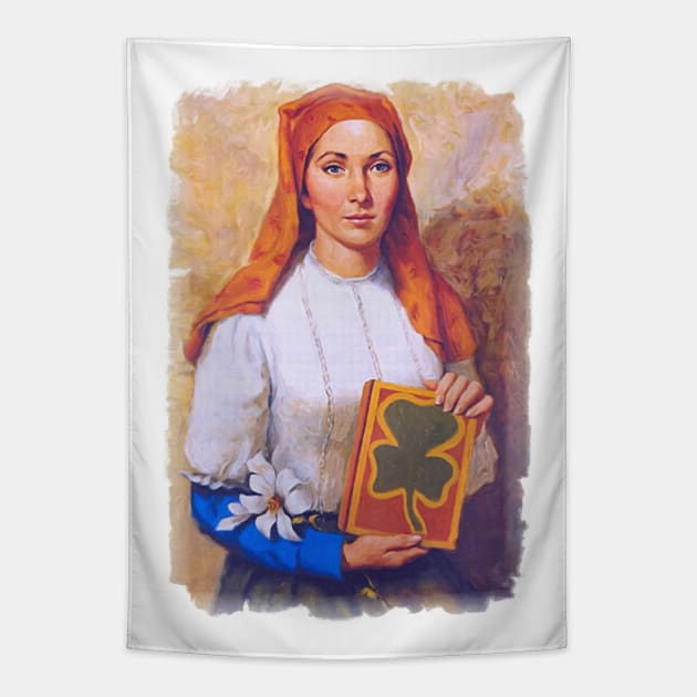 St Dymphna Catholic Orthodox Patroness Patron Irish Saint Tapestry by Beltschazar