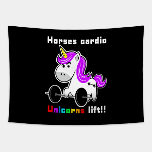 Barbell Unicorn, fitness funny, gym girl Tapestry