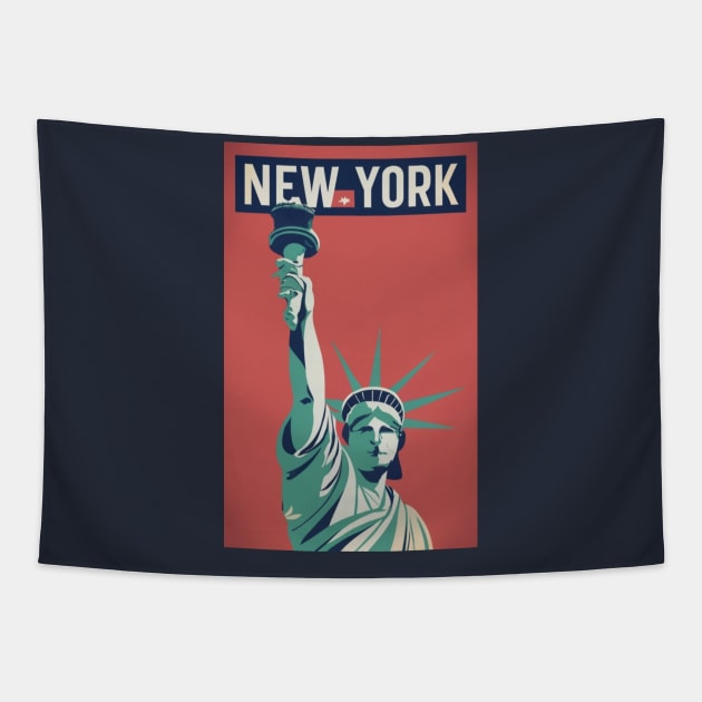 A Vintage Travel Art of New York - US Tapestry by goodoldvintage