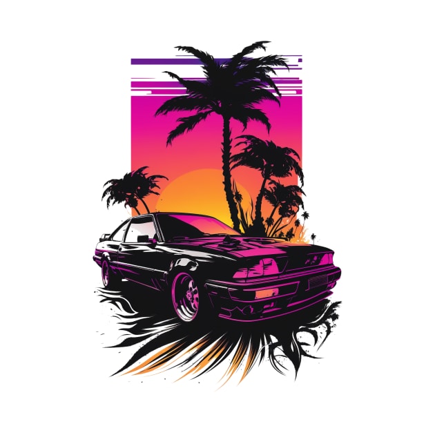 Retro Car in Synthwave Style by Snoe