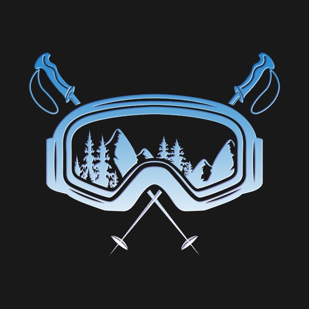 Ski goggles with ski poles skier skis by Anfrato