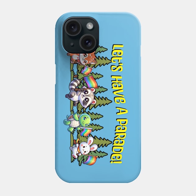 Have a Parade! Cute Animals LGBTQ Pride, Blue Phone Case by Prideopenspaces