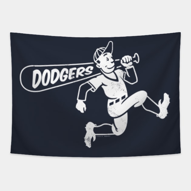 deadmansupplyco Vintage Running Baseball Player - Los Angeles Dodgers (White Los Angeles Wordmark) Long Sleeve T-Shirt