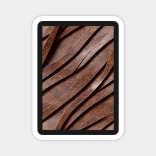 Dark Brown Leather Stripes, natural and ecological leather print #51 Magnet
