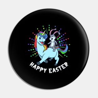 Easter bunny riding unicorn - Happy Easter Pin