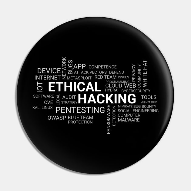 Ethical Hacking Wordcloud Pin by leo-jess