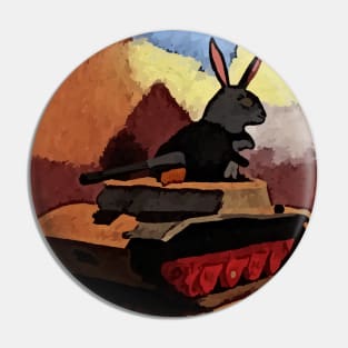 watercolor rabbit driving tank Pin