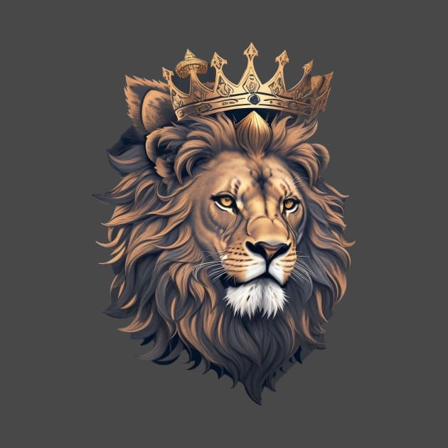 lion wearing a crown , the king of the jungle by mouriss