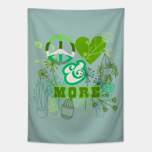 Peace, Love, and MORE Plants - Retro Leaf Green Colorway in Pacific Northwest Style Tapestry