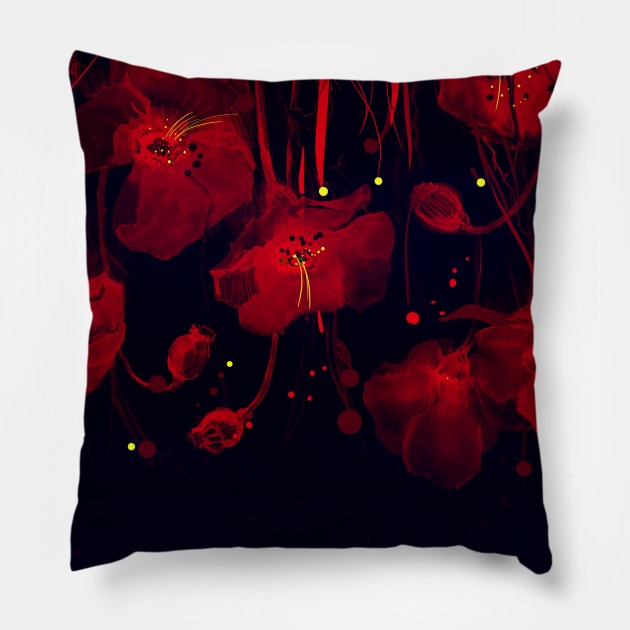 Black red roses Pillow by jen28