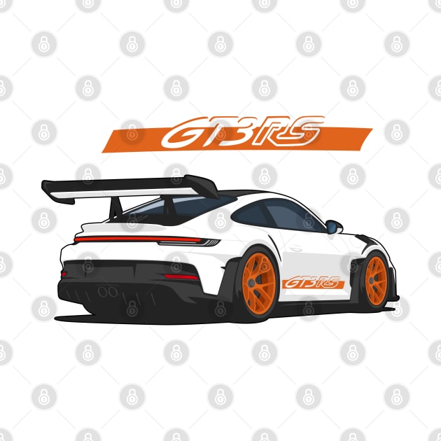 Rear car 911 gt3 rs white orange by creative.z