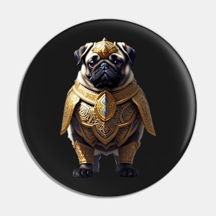 Mighty Pug in Heavy Mythical Armor Pin