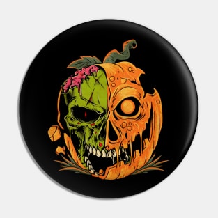 Pumpkin Skull Halloween Pin
