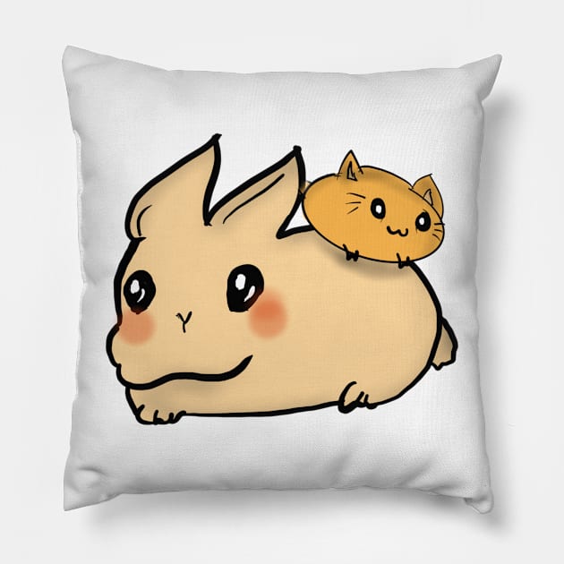 Rabbit And Friend Pillow by Joker & Angel