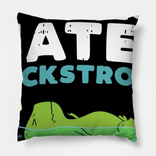 T-R Hates Backstroke Funny Swimming Dinosaur Graphic Tee Pillow