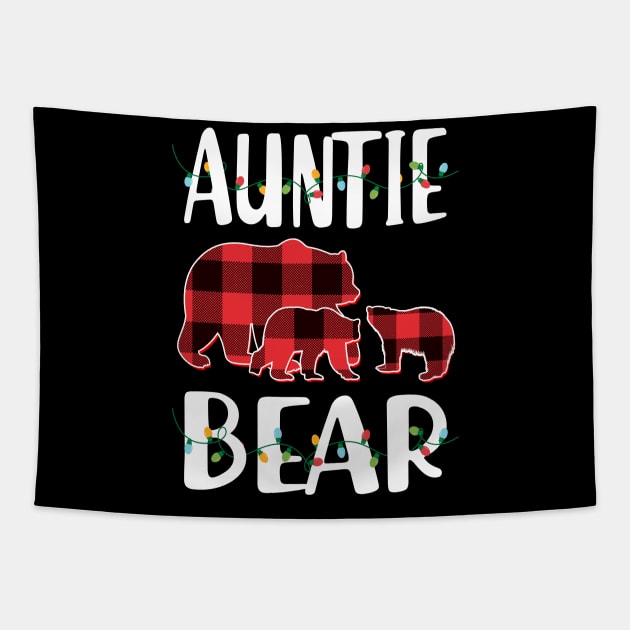 Aunt Bear Red Plaid Christmas Pajama Matching Family Gift Tapestry by intelus