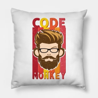 Code Monkey Logo Illustration Pillow