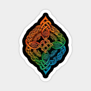 colorful Celtic knot design with interwoven patterns in a symmetrical arrangement Magnet