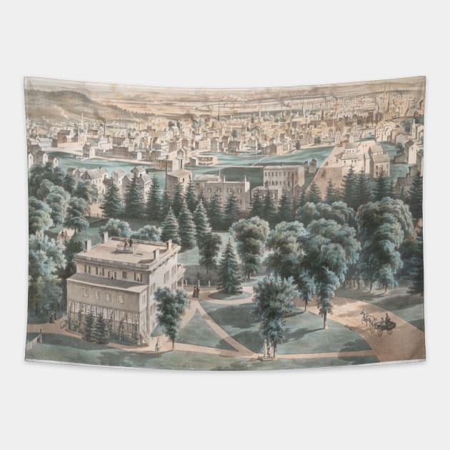 Vintage Pictorial Map of Newark NJ (1853) Tapestry by Bravuramedia