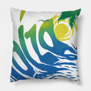 Ibiza Spain Wave Retro Pillow