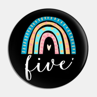 Kids Five Year Old Rainbow 5Th Birthday For Girls 5 Bday Pin