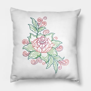 Red Flower Design Pillow