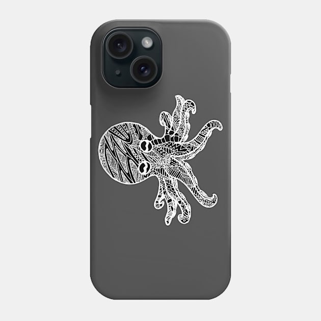 Octopus Zentangle - White Phone Case by ElviraDraat