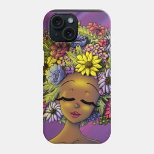 African American Woman and Flowery Hair Phone Case